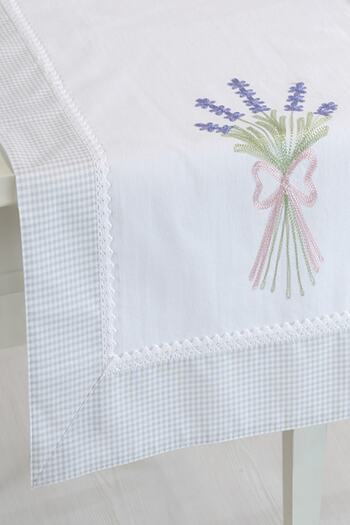ÖDEL HOME Bordered Lavender Embroidered 50X130 cm Runner