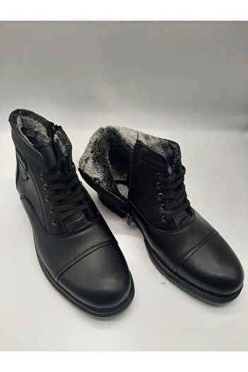 Adel New Season Men's Genuine Leather Boots with Fur Inside