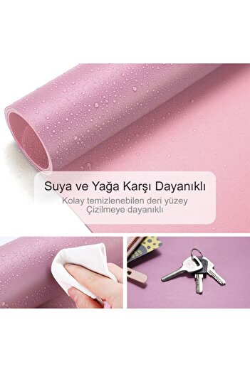 Xrades Δερμάτινο Mousepad Διπλού Χρώματος για Υπολογιστή Laptop 80x40 cm Μωβ και Ροζ