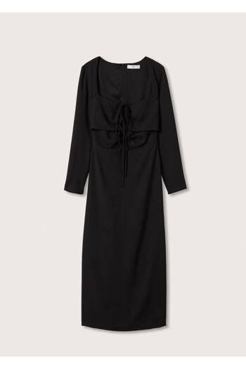 MANGO Woman Kadın Siyah Cut-out Detaylı Elbise