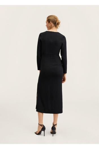MANGO Woman Kadın Siyah Cut-out Detaylı Elbise
