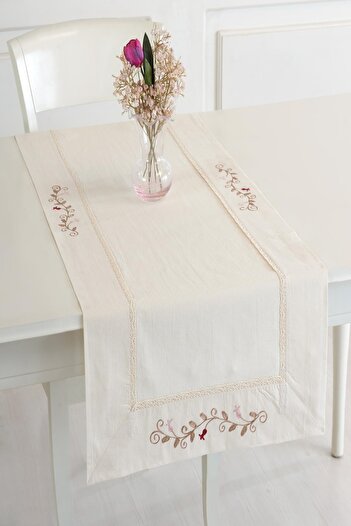 ÖDEL HOME Buldan Kumaşı Zarif Işlemeli 50x130 Cm Runner