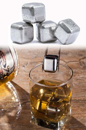 Binbirreyon Steel Ice Cube 4 Pieces Stainless 304 Steel Ice Cubes Ra585
