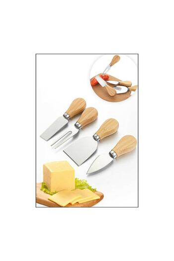 bimbambom Bamboo Cheese Knife Presentation Set, 4 Piece Cheese Presentation Set