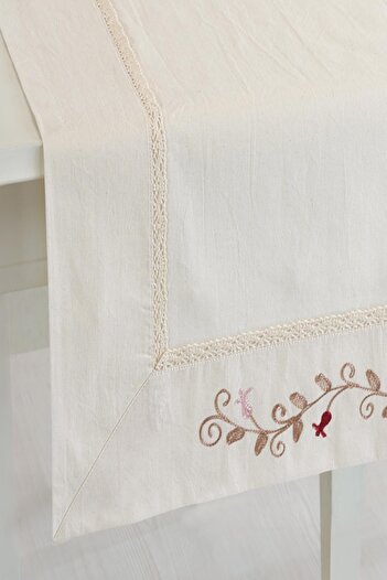 ÖDEL HOME Buldan Kumaşı Zarif Işlemeli 50x130 Cm Runner