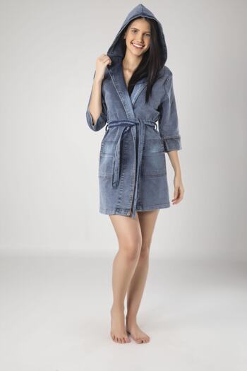 Nuşa Women's Blue Jeans Dressing Gown Bathrobe