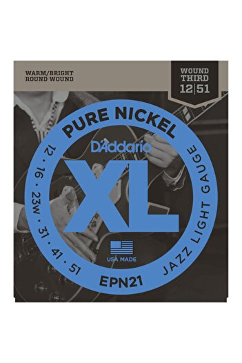 Daddario Epn21 Pure Nickel, Jazz Light Suit String Electric Guitar String 012