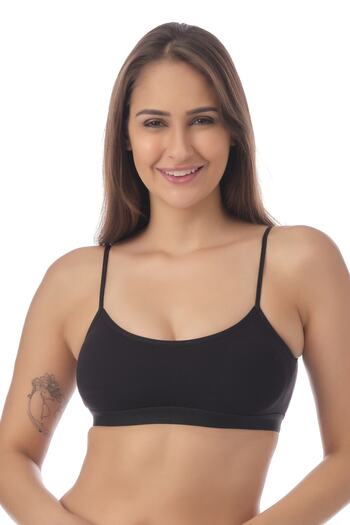 Doce Cravo Black Combed Cotton Padded Thin Strap Bustier11601815
