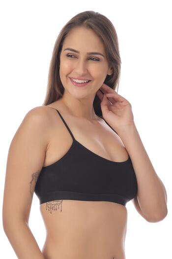 Doce Cravo Black Combed Cotton Padded Thin Strap Bustier11601815