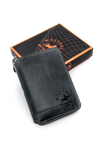 Westpolo Vintage Leather Zipped Genuine Wallet Card Holder