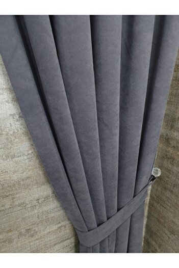 BBB Background Curtain Honeycomb Velvet Textured Single Wing Anthracite 1X2,5 Pleated