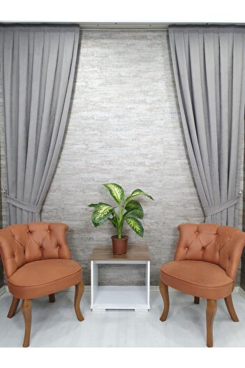 BBB Background Curtain Honeycomb Velvet Textured Single Wing Gray 1x2.5 Pleated