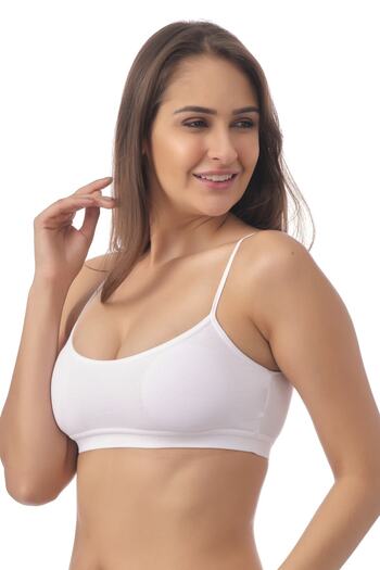 Doce Cravo Women's Combed Cotton Padded Thin Strap Bustier11601815 White