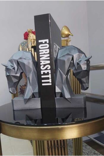 Mirsa Global Book Holder Cubic Horse Figured 2 Pieces Anthracite (Polyester)
