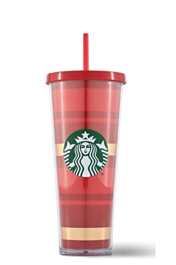 Starbucks Red Gold Striped Thermos 710 Ml