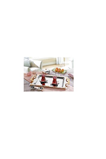 İnter Stainless Steel Tea Tray - Bade Gold Serving Tray