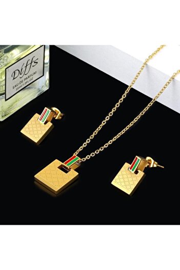 AstoriaSilver Kadın Italyan Lüks Marka Titanyum Minimal Kolye Küpe Set