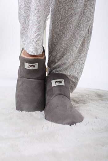 PWR Gray Unisex Comfortable Fluffy Home Boots with Plush Inside