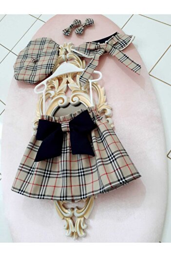 Eylülce Butik Patterned Papperbag Skirt and Hat - Vintage Collar Buckle Set