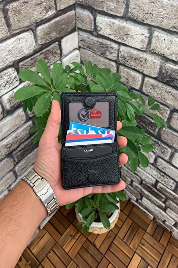 GUARD Mıknatıslı Küçük Boy Siyah Deri Kartlık/kartvizitlik
