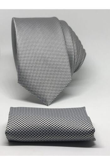 Gambocci Men's Gray Dobby Handkerchief Tie