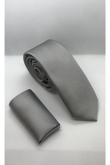 Gambocci Men's Gray Dobby Handkerchief Tie