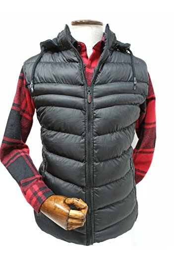 DYNAMO Men's Black Detachable Hooded Puffer Vest 4000