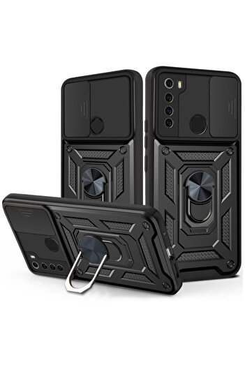 Fibaks Redmi Note 8 Case Camera Protected Armor Military Tank Armor with Sliding Ring