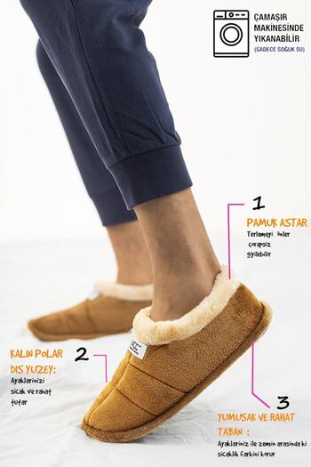 Anıl Ayakkabı Unisex Παντόφλες Εσωτερικά Παπούτσια Μαλακή σόλα Mink