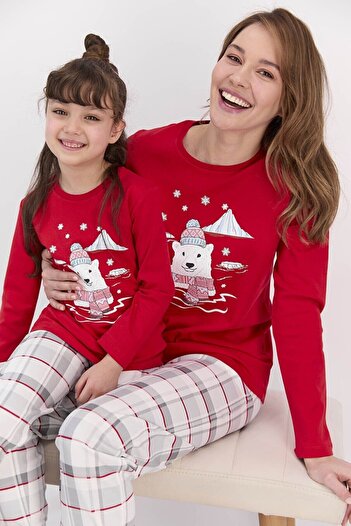 ROLY POLY Mother-daughter Combination Red Pajama Set.