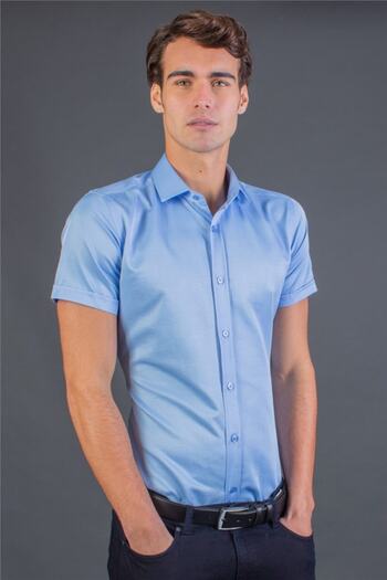 Tudors Чоловіча сорочка синя Slim Fit - MD190001-232