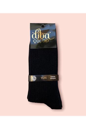 Diba Black Wool Derby Seamless Men's Winter Socks
