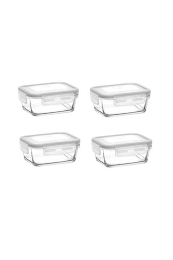 LAV Storage Container 4 Pieces Glass Locking Storage Container Frs237 400cc White