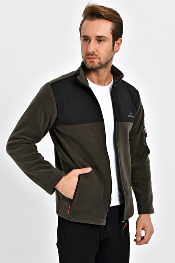 DYNAMO Ανδρικό Χακί Plus Size Μπουφάν Fleece Chest Softshell Ύφασμα