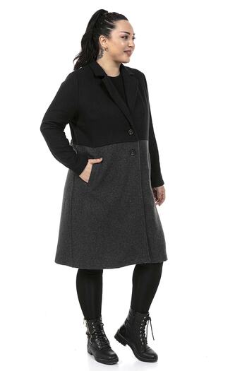 DISENTIS MODEST Large Size Flannel Pocket Buttoned Unlined Black Anthracite Jacket