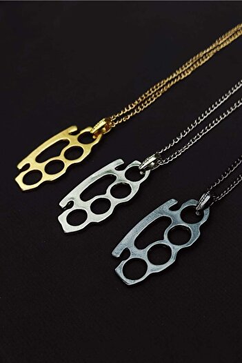 The Collection Set of 3 Brass Knuckles Men's Necklace