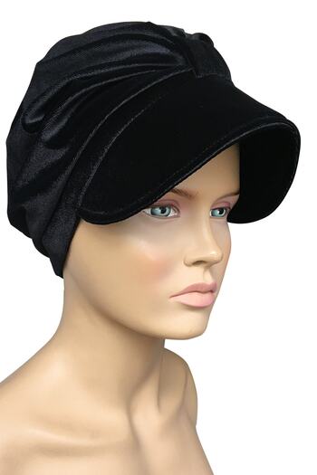 Vera Bonnet Ready Turban Velvet Black Hat with Hijab Women's Bonnet Hat