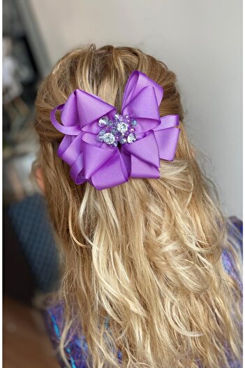 QUEEN AKSESUAR Violet Purple Crystal Stone Luxury Design Children Adult Metal Clip Buckle