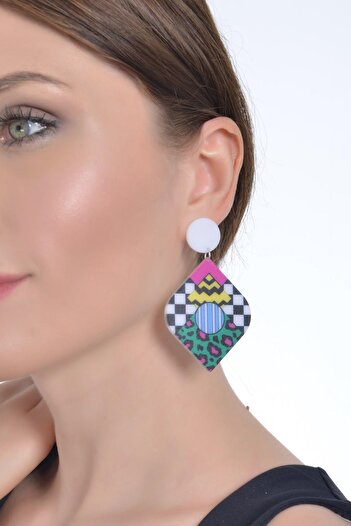LABALABA WOMEN PRINTED PLEXY DESIGN EARRINGS