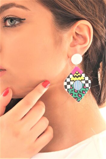 LABALABA WOMEN PRINTED PLEXY DESIGN EARRINGS