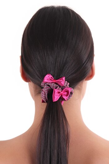 hahai accessories Hahai Women's Gingham Ribbon Detailed Scrunchie Buckle