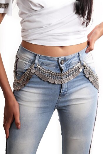 LABALABA Women's Antique Silver Plated Authentic Belt with Tughra Detail