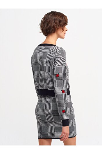 Dilvin 2868 Fustă brodată - negru - ecru