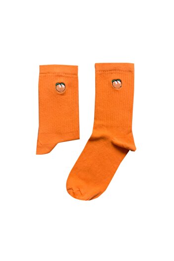 Socks Stations Unisex Peach Embroidered Socks Beanie Set