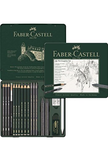 Faber Castell Pitt Graphite Charcoal Sketch Drawing Set 19 Pieces