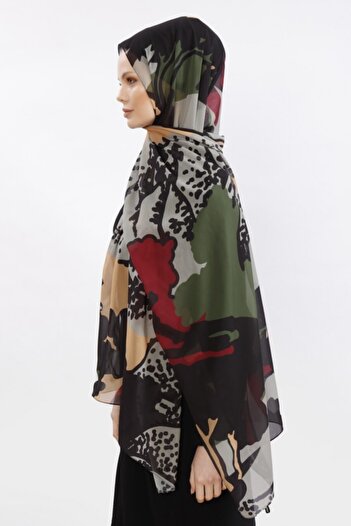Differenza Painting Pattern Shawl Khaki