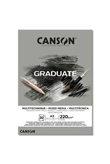 Canson Bloc de desen Graduate Mix Media Gri 30 Sy A3 220 Gr