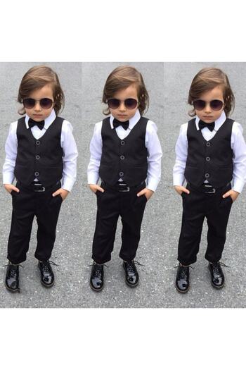 Terry Boy's Black Vest 4 Piece Suit