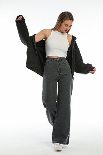 Trn JNS Smoked Power Lycra Super High Waist Casual Jeans Palazzo Trousers