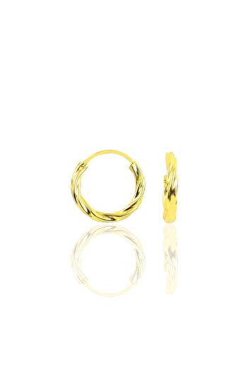 Doğan Silver Gümüş Altın Rengi Mini Burgu Modeli Halka Küpe 14 mm Dgn20923